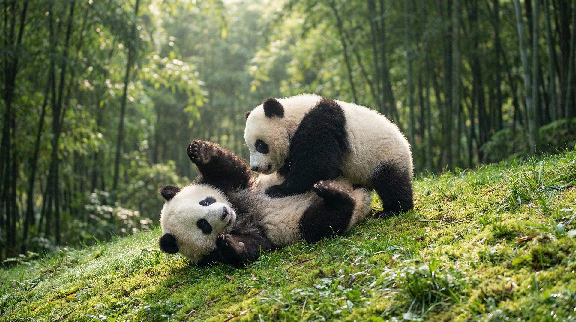 今日大赛熊猫嬉戏视频